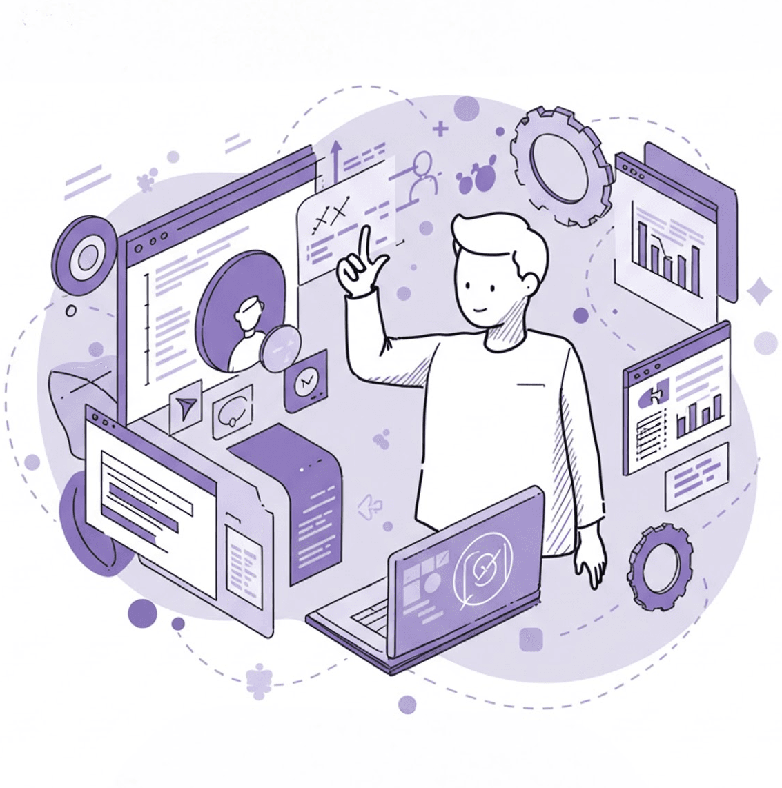 Ilustración de desarrollo de software